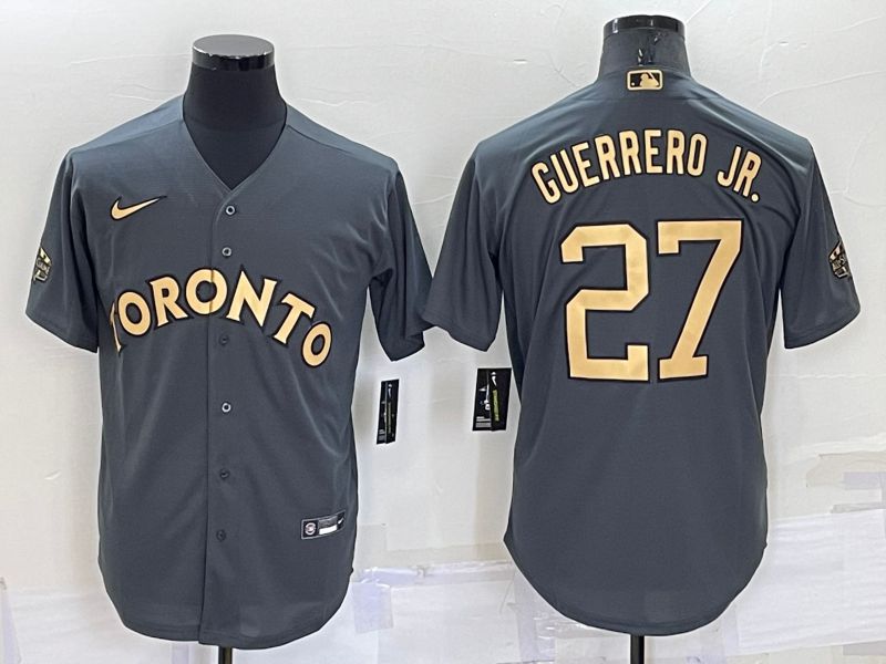 Men Toronto Blue Jays 27 Guerrero jr Grey 2022 All Star Nike MLB Jersey